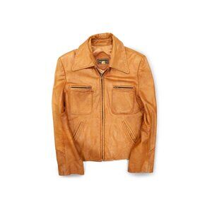 70s Vintage Leather Blacksheep Canadian Jacket Coat Womens Medium